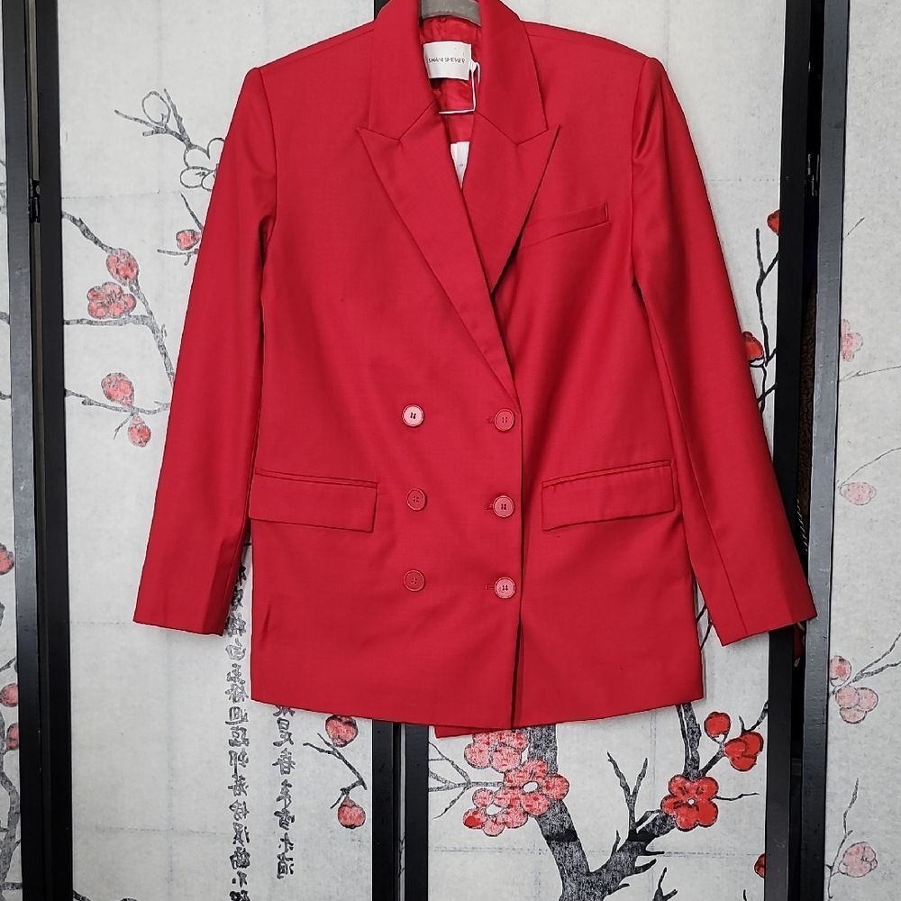 Shani Shemer Maja Oversized Jacket In Scarlet Red Size Small
